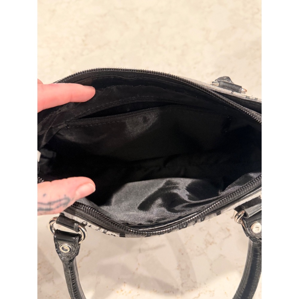 Y2K 2000s Paris Eiffel Tower Print Mini Shoulder Bag Grey Black Baguette Purse - Picture 9 of 10